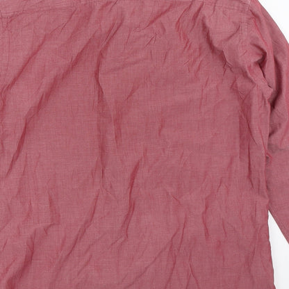 Mens UK Size 15.5 Cedar Wood State Red  Button-Up Long Sleeve Casual Shirt