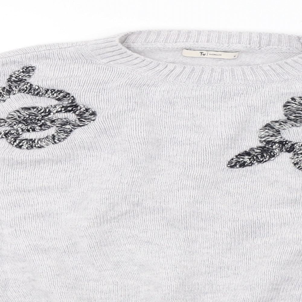 saisnburys Womens Grey  Knit Pullover Sweatshirt Size 12