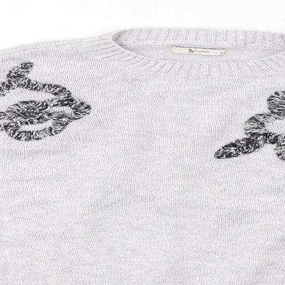 saisnburys Womens Grey  Knit Pullover Sweatshirt Size 12