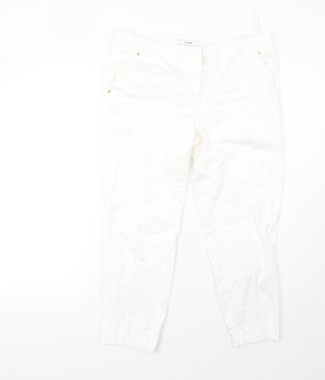 George Womens White   Cropped Trousers Size 12 L24 in