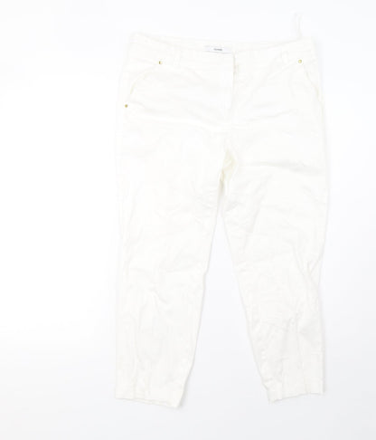 George Womens White   Cropped Trousers Size 12 L24 in