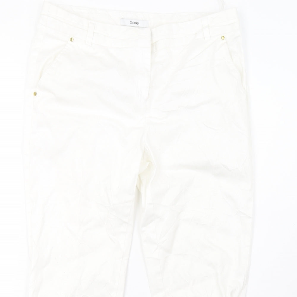 George Womens White   Cropped Trousers Size 12 L24 in