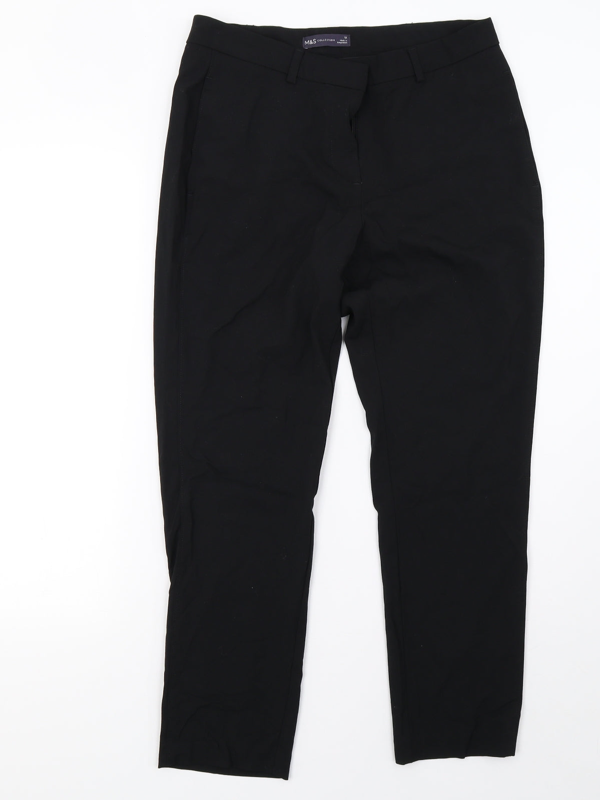 Womens UK Size 12 Marks and Spencer Regular Fit  Black Trousers
