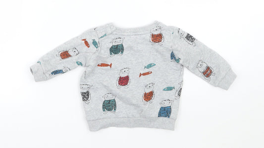Marks and Spencer Baby Grey Geometric  Pullover Jumper Size 3-6 Months