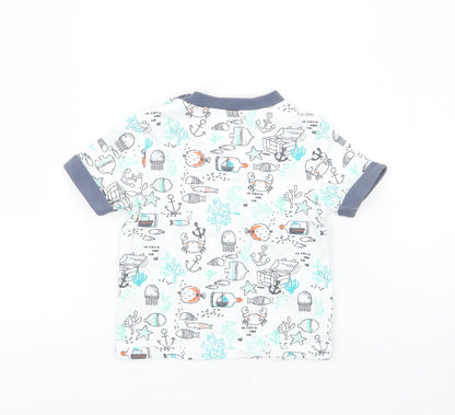 TU Baby White Geometric  Basic T-Shirt Size 3-6 Months