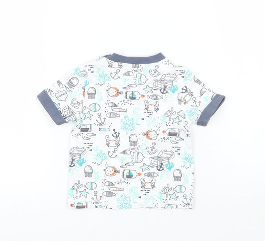 TU Baby White Geometric  Basic T-Shirt Size 3-6 Months
