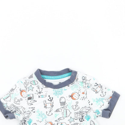 TU Baby White Geometric  Basic T-Shirt Size 3-6 Months