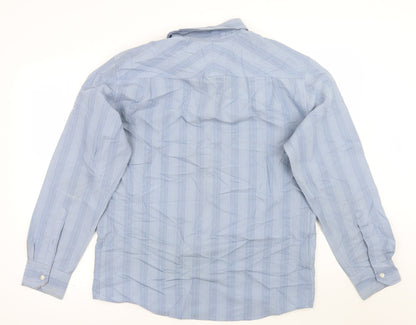 Mens UK Size M Marks and Spencer Blue  Button-Up Long Sleeve Casual Shirt