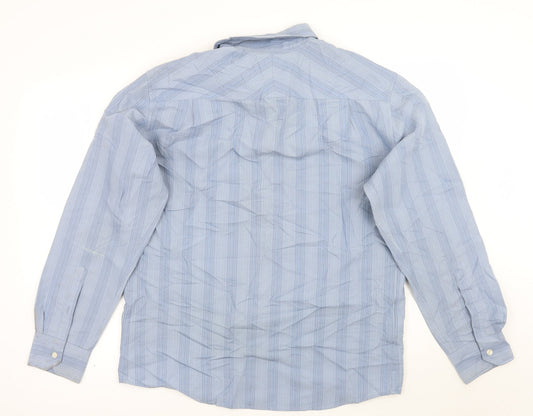 Mens UK Size M Marks and Spencer Blue  Button-Up Long Sleeve Casual Shirt