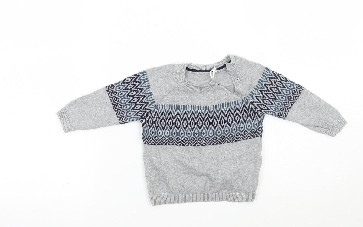 TU Baby Grey Geometric  Pullover Jumper Size 3-6 Months