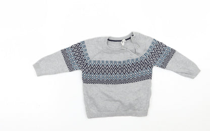TU Baby Grey Geometric  Pullover Jumper Size 3-6 Months