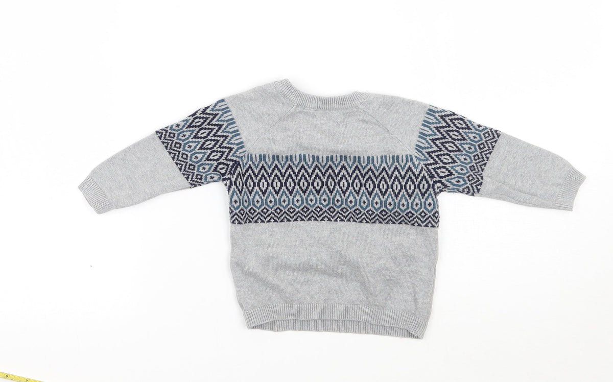 TU Baby Grey Geometric  Pullover Jumper Size 3-6 Months