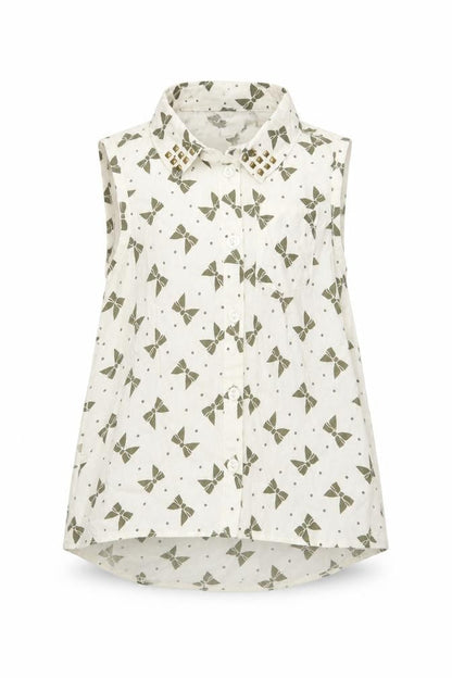 F&F Girls Ivory Geometric  Basic Button-Up Size 12-18 Months