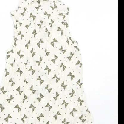 F&F Girls Ivory Geometric  Basic Button-Up Size 12-18 Months