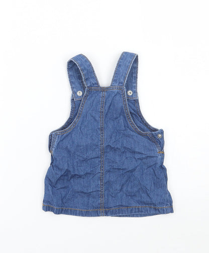 Fred & flo Girls Blue   Pinafore/Dungaree Dress  Size 3-6 Months