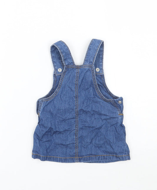 Fred & flo Girls Blue   Pinafore/Dungaree Dress  Size 3-6 Months