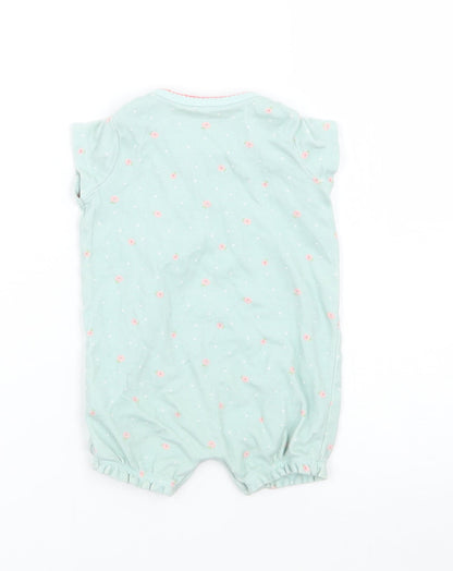 NEXT Girls Green Floral  Babygrow One-Piece Size 3-6 Months