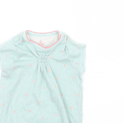 NEXT Girls Green Floral  Babygrow One-Piece Size 3-6 Months