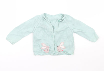 Marks and Spencer Girls Green   Cardigan Jumper Size 6-9 Months