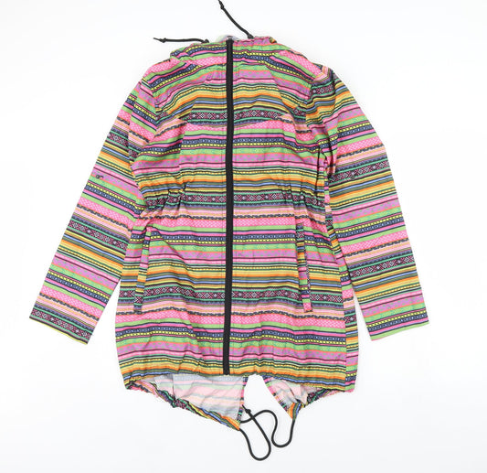 Denim co Womens Black Striped  Rain Coat Coat Size S