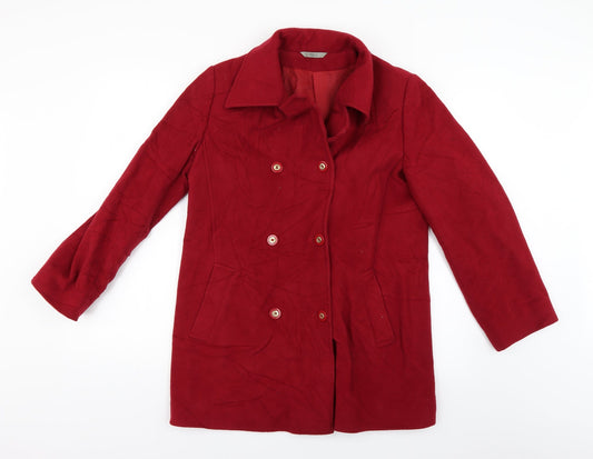 Womens UK Size 12 Marks and Spencer Red Pea Coat