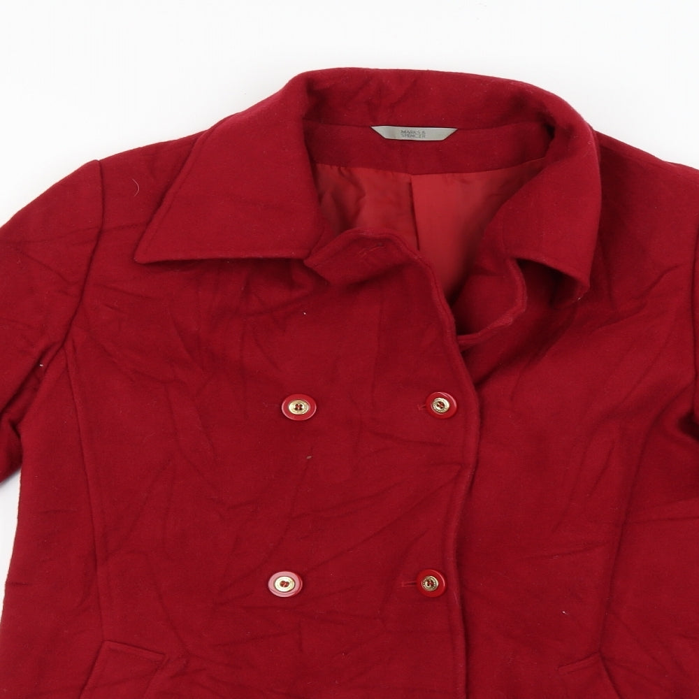 Womens UK Size 12 Marks and Spencer Red Pea Coat