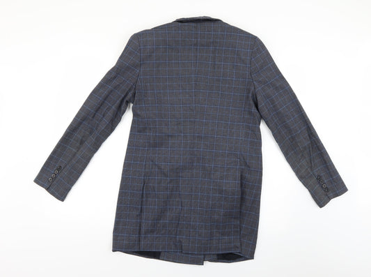RESERVED Mens Blue Check  Jacket Suit Jacket Size 36