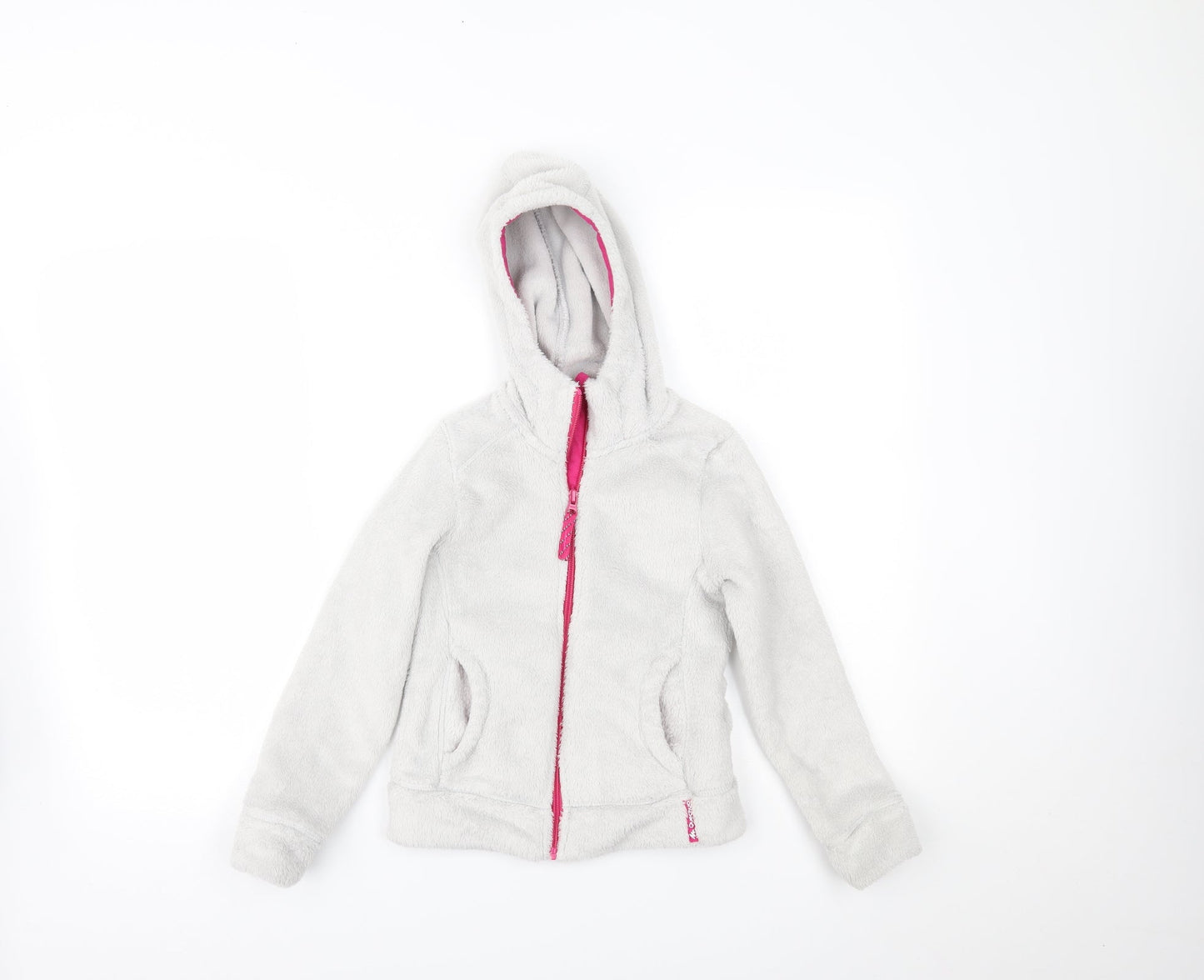 DECATHLON Girls White   Full Zip Hoodie Size 8 Years