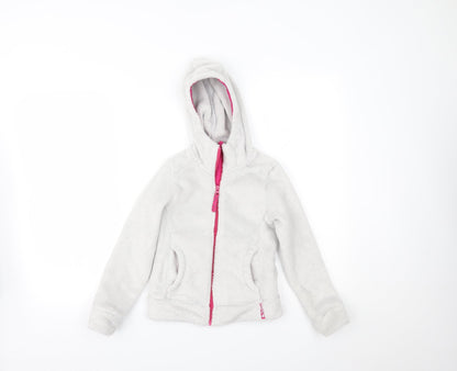 DECATHLON Girls White   Full Zip Hoodie Size 8 Years