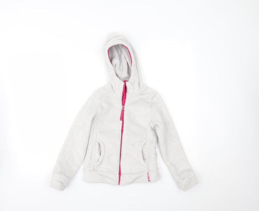 DECATHLON Girls White   Full Zip Hoodie Size 8 Years