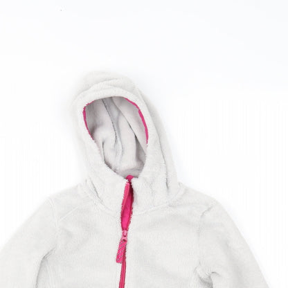 DECATHLON Girls White   Full Zip Hoodie Size 8 Years