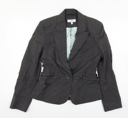 NEXT Womens Grey Striped  Jacket Suit Jacket Size 12