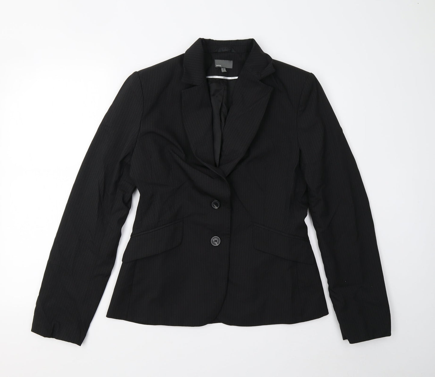 Mexx Womens Black Striped  Jacket Suit Jacket Size 10
