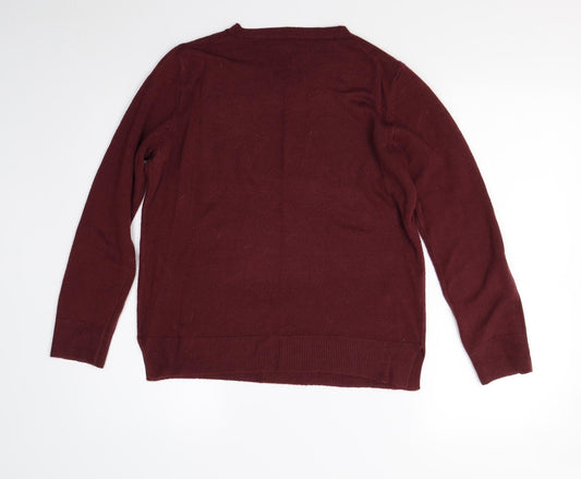 M&S Mens Red  Knit Pullover Jumper