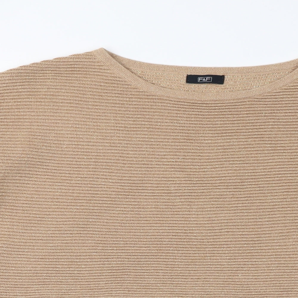 F&F Womens Gold  Knit Pullover Jumper Size 12