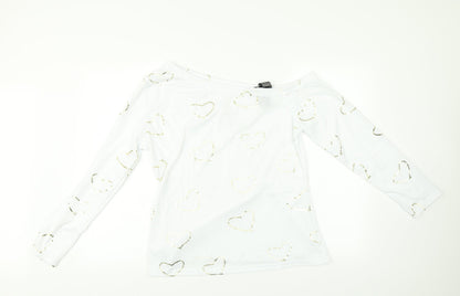 Preworn Womens White    Pyjama Top Size L  - Heart print