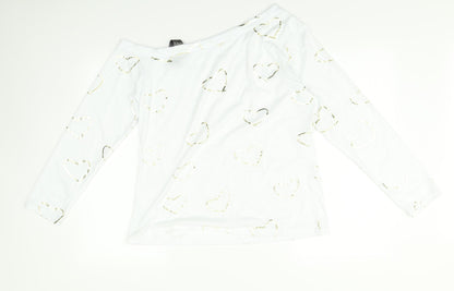 Preworn Womens White    Pyjama Top Size L  - Heart print