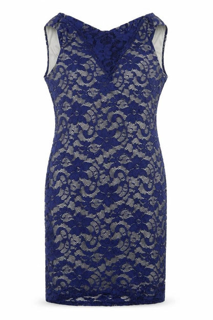Mela London Womens Blue Floral  Sheath  Size 14