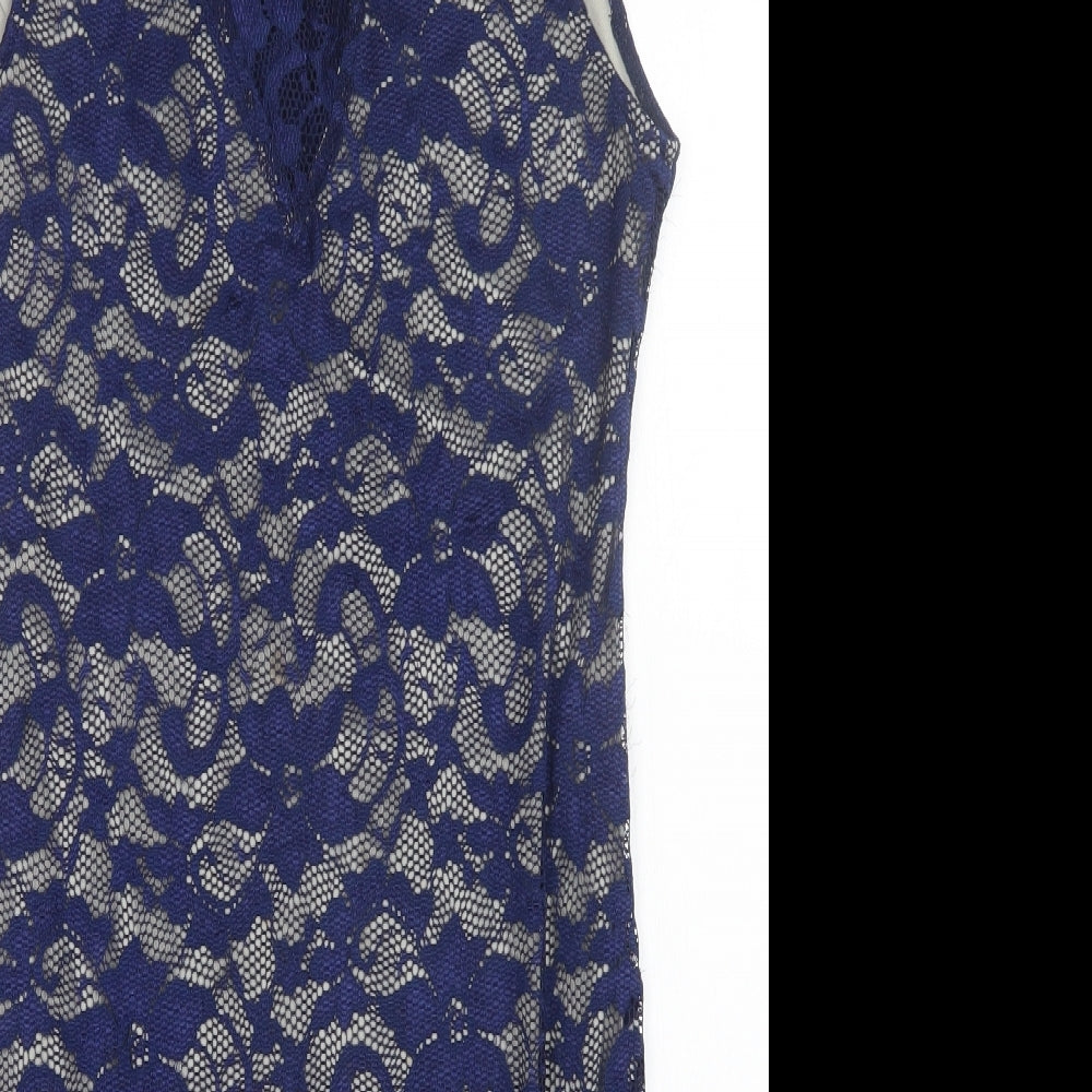 Mela London Womens Blue Floral  Sheath  Size 14