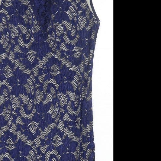 Mela London Womens Blue Floral  Sheath  Size 14