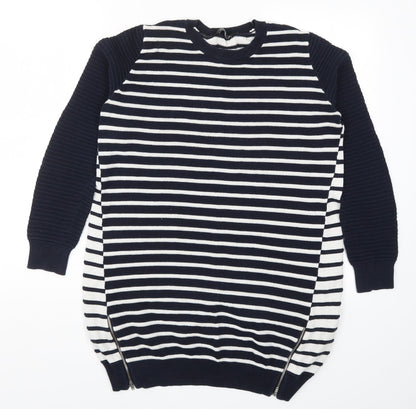 Dorothy Pekrins Womens Blue Striped Knit Pullover Jumper Size 14