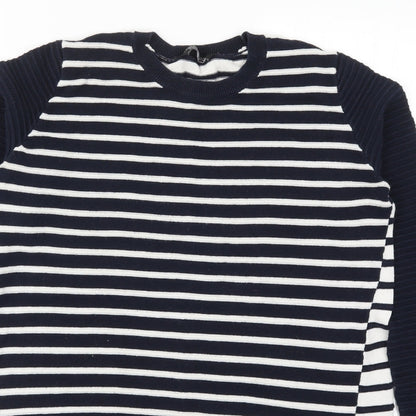 Dorothy Pekrins Womens Blue Striped Knit Pullover Jumper Size 14