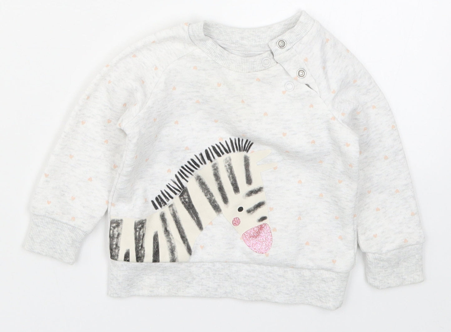 Primark Girls Grey   Basic T-Shirt Size 3-6 Months  - Zebra