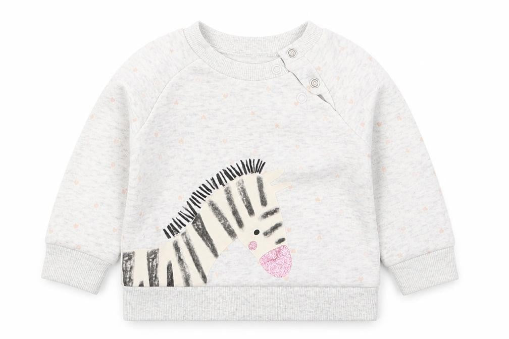 Primark Girls Grey   Basic T-Shirt Size 3-6 Months  - Zebra