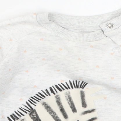 Primark Girls Grey   Basic T-Shirt Size 3-6 Months  - Zebra