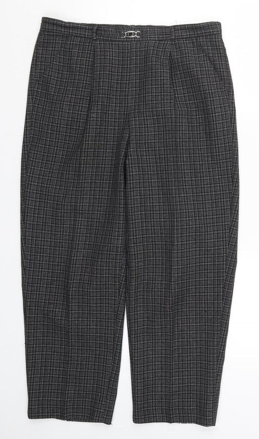 Bonmarché Womens Grey Check  Trousers  Size 12 L24 in