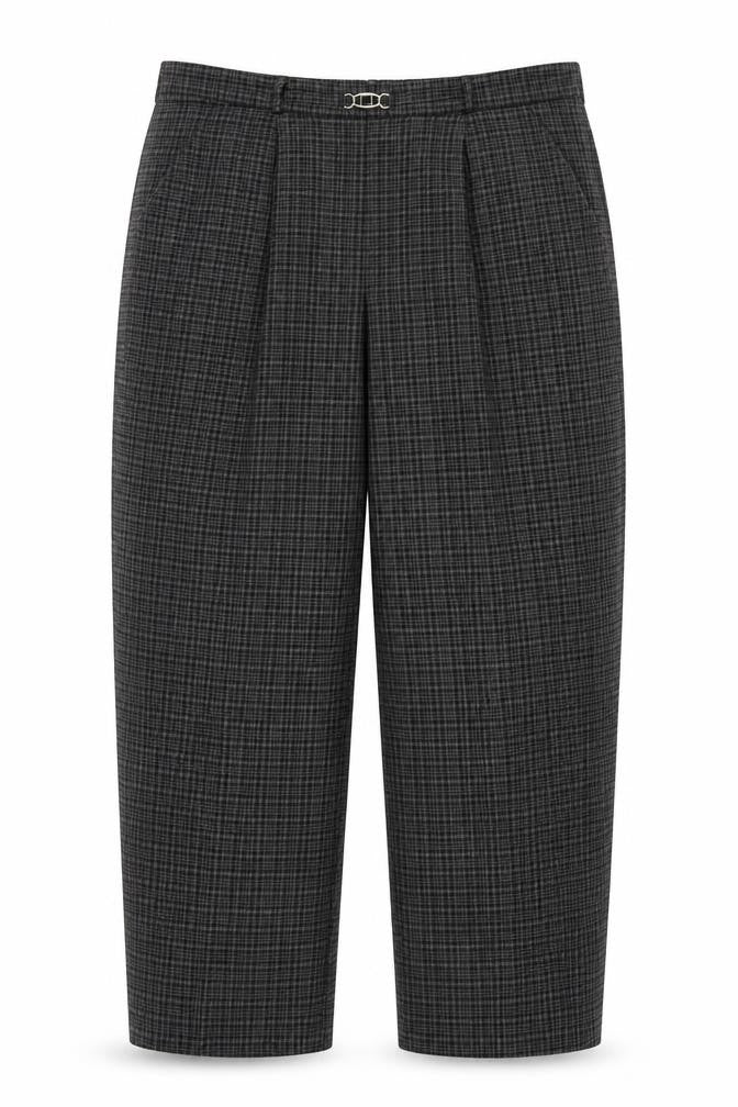 Bonmarché Womens Grey Check Trousers Size 12 L24 in