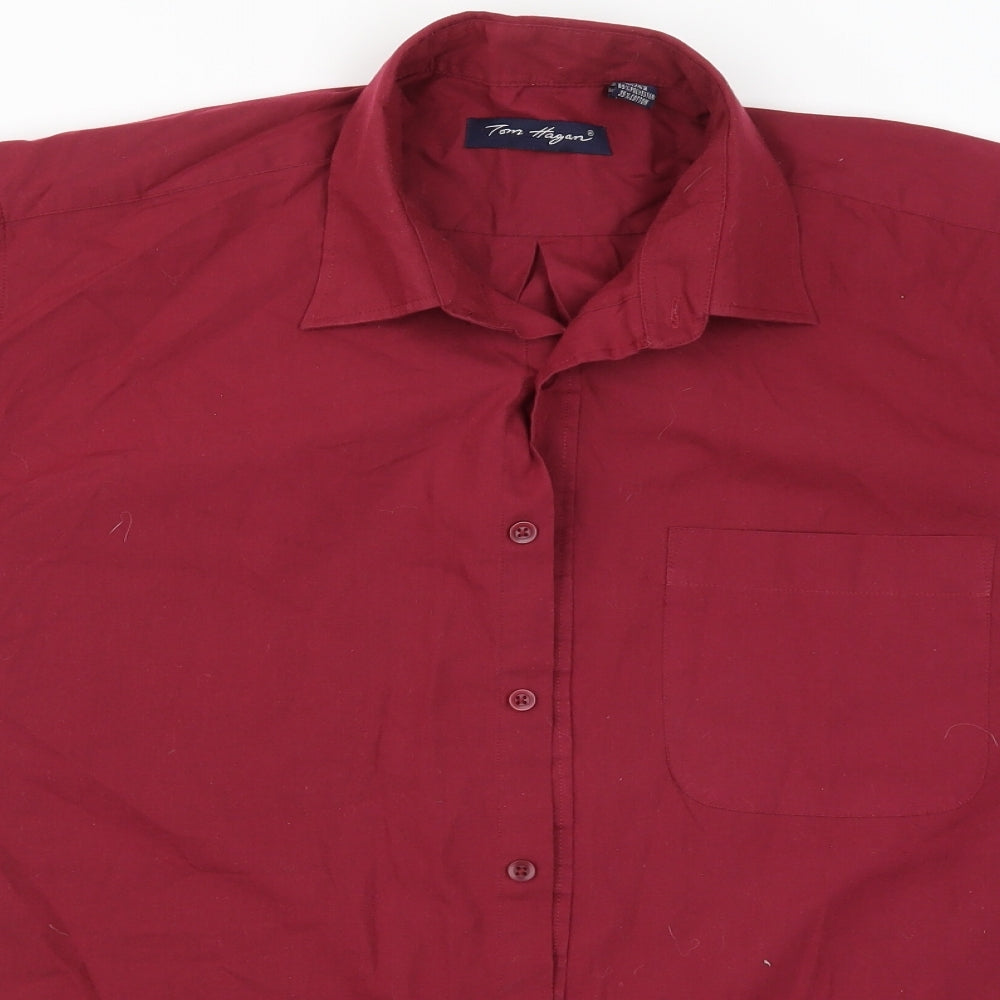 Tom Hagan Mens Red    Button-Up Size L  - Burgundy