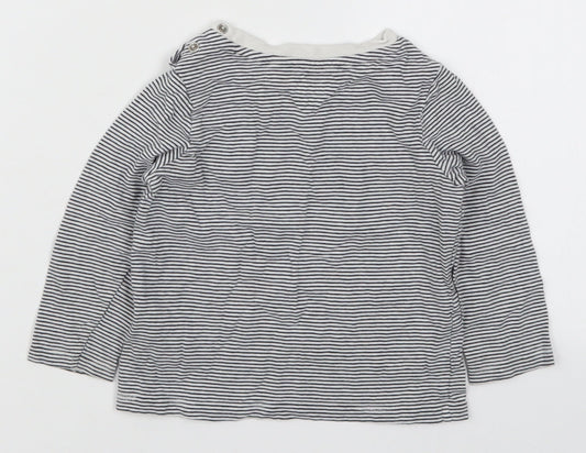 Fred & Flo Boys Blue Striped  Basic T-Shirt Size 12-18 Months