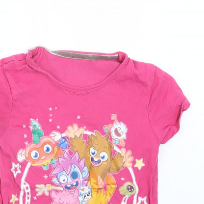 F&F Girls Pink   Basic T-Shirt Size 7-8 Years  - Moshi Monsters